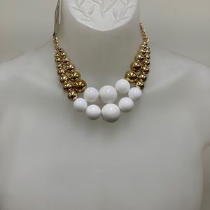 Layered White and Gold Bead Necklace